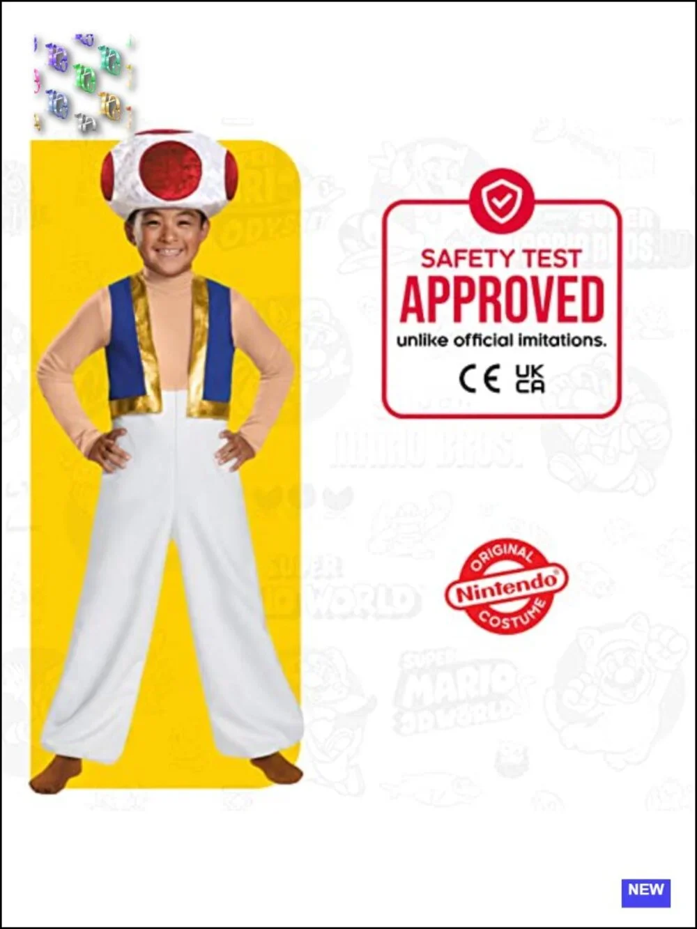Toad Deluxe Costume for Kids Size Small 4-6 Officially Licensed Nintendo